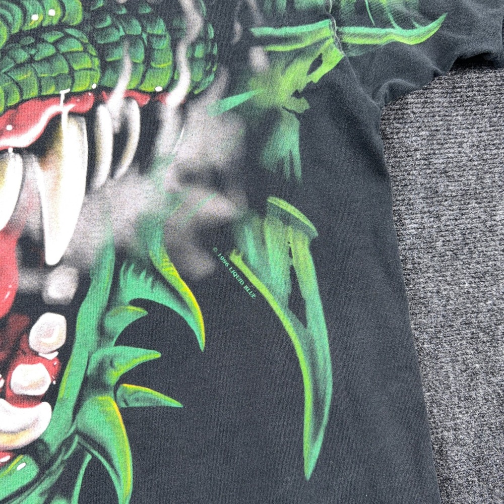 Liquid Blue AOP Dragon Graphic T-Shirt 1996 Vintage Double Sided Black XL Mens - Picture 8 of 9
